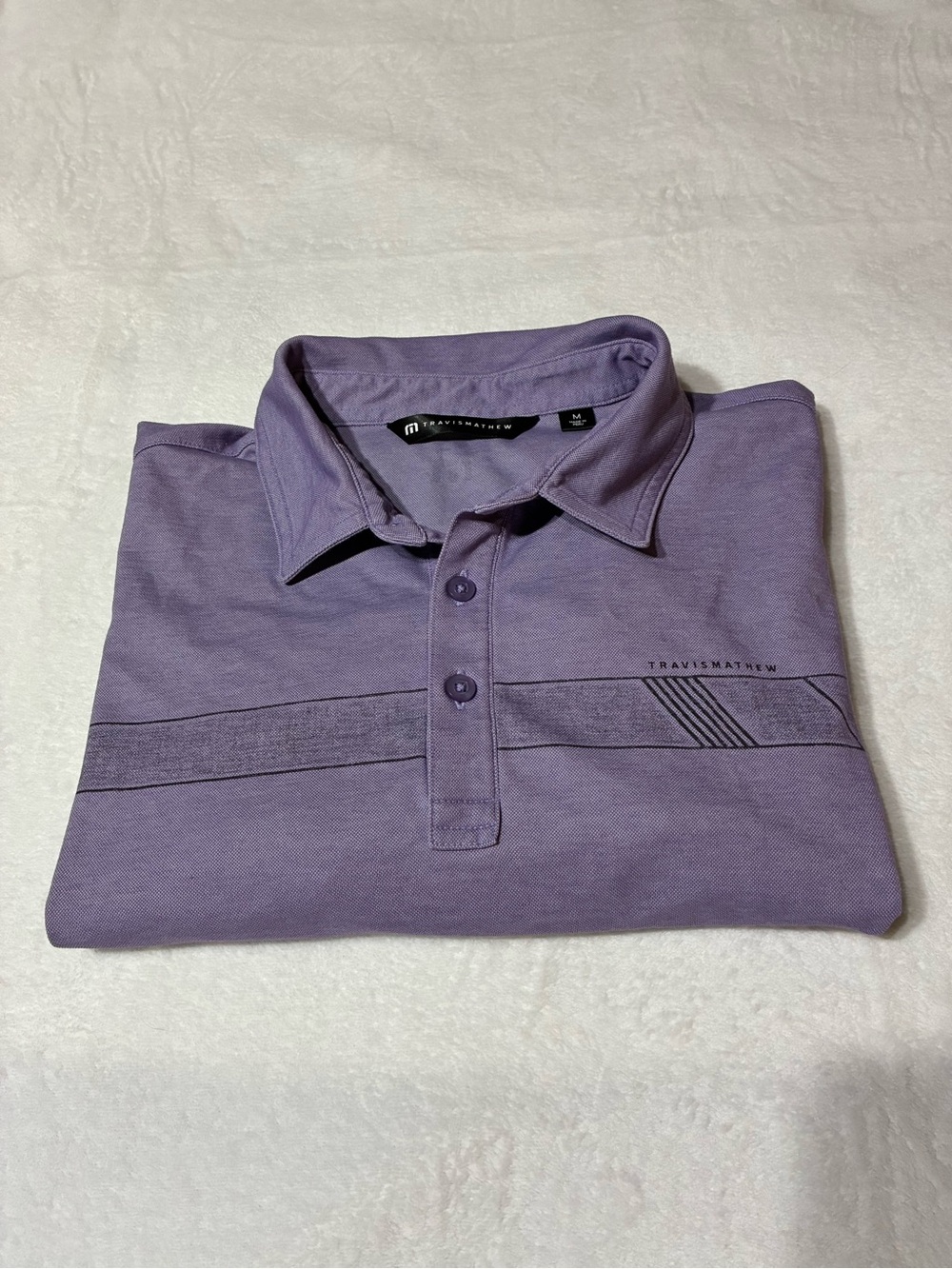 Travis Mathew Men’s Purple Polo with Subtle Stripe